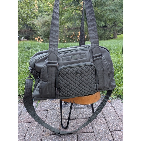 lug Handbags - LUG Propeller Gym Overnight Weekend Carry On Duffle Bag Olive Green Shoe Storage